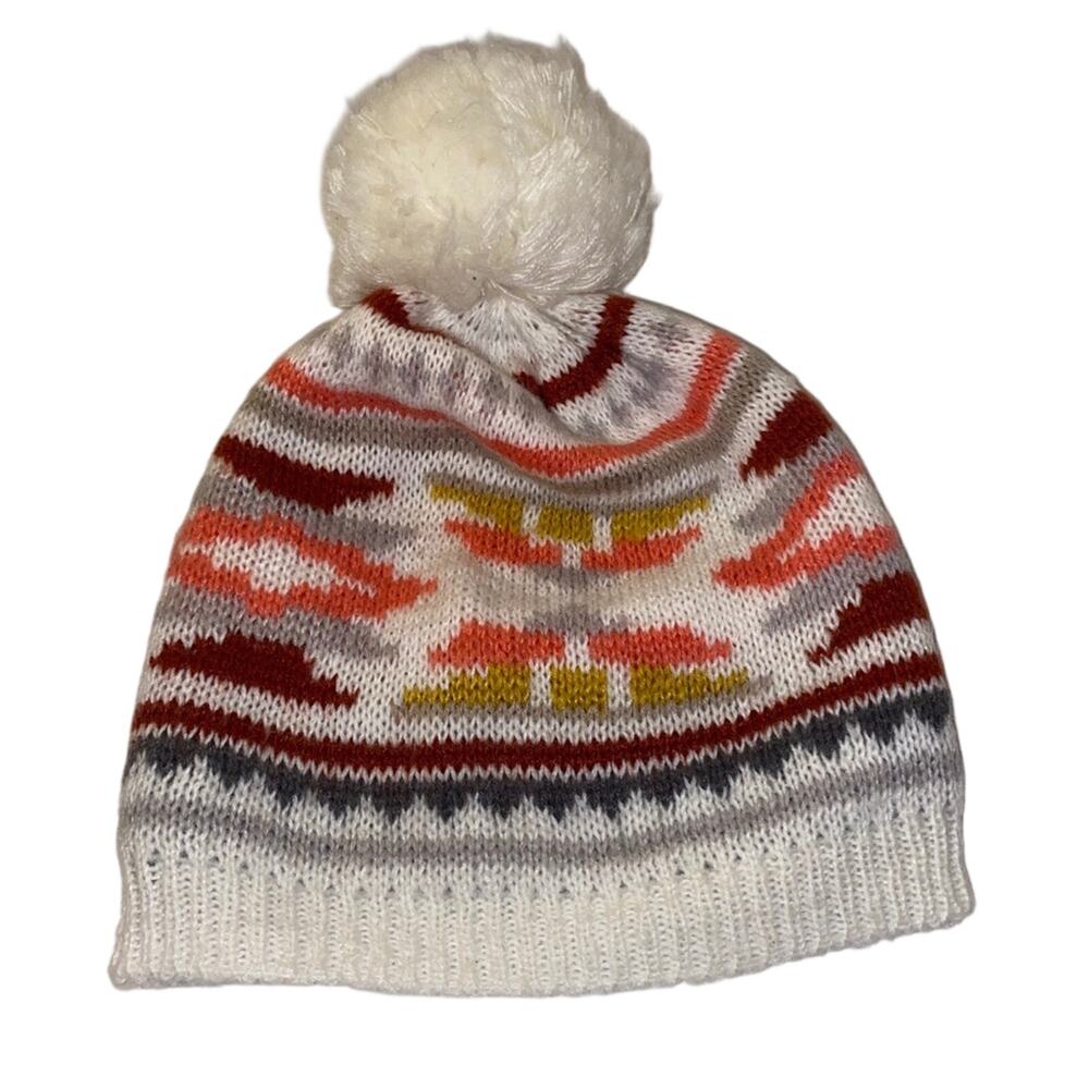 🦬AERIE Tribal Pattern PomPom Beanie